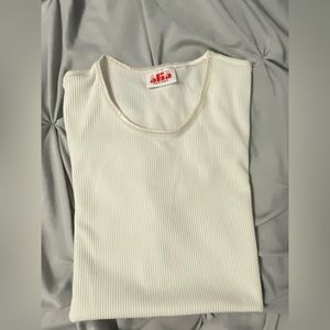 ALIA White Ribbed Top